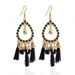 Bohemian Earrings Alloy Beads Drop Tassel 3 Color Option Earrings for Women