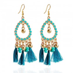 Bohemian Earrings Alloy Beads Drop Tassel 3 Color Option Earrings for Women