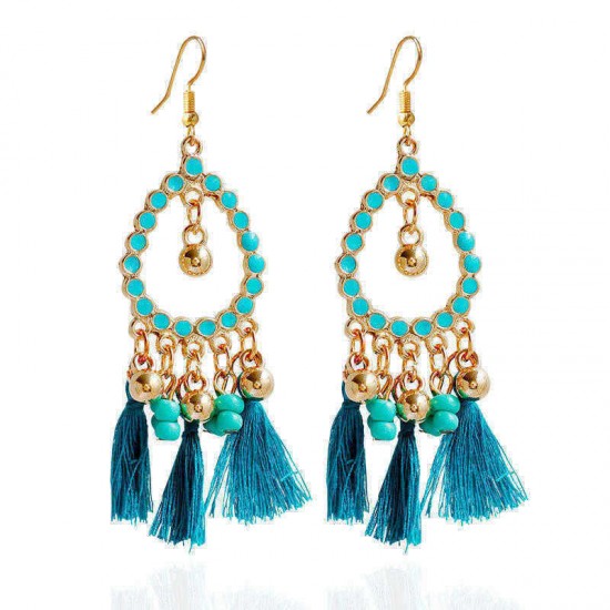 Bohemian Earrings Alloy Beads Drop Tassel 3 Color Option Earrings for Women