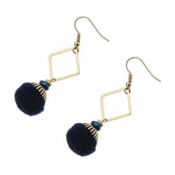 Bohemian Earrings Gold Plated Simple Rhombus Yarn Ball Pendant Ear Drop Boho Jewelry for Women