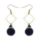 Bohemian Earrings Gold Plated Simple Rhombus Yarn Ball Pendant Ear Drop Boho Jewelry for Women