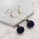 Bohemian Earrings Gold Plated Simple Rhombus Yarn Ball Pendant Ear Drop Boho Jewelry for Women