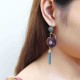 Bohemian Earrings Luxury Gold Plated Flower Charm Tassel Pendant Ear Drop Boho Jewelry for Women