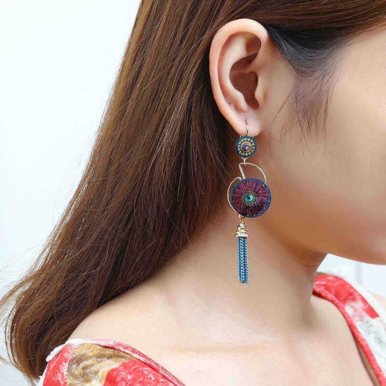 Bohemian Earrings Luxury Gold Plated Flower Charm Tassel Pendant Ear Drop Boho Jewelry for Women