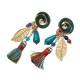 Bohemian Earrings Rainbow Tassel Leaf Pendant Conch Charm Exquisite Gold Plated Boho for Women