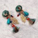 Bohemian Earrings Rainbow Tassel Leaf Pendant Conch Charm Exquisite Gold Plated Boho for Women