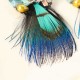 Bohemian Ethnic Style Feather Earrings 14K Gold Plated Bird Charm Gemstone Eardrop Gift for Women