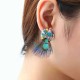 Bohemian Ethnic Style Feather Earrings 14K Gold Plated Bird Charm Gemstone Eardrop Gift for Women