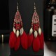 Bohemian Feather Drop Earrings Long-Style Tassels Earring Retro Women Ear Drop