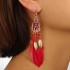 Bohemian Feather Drop Earrings Long-Style Tassels Earring Retro Women Ear Drop