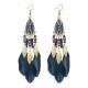 Bohemian Feather Drop Earrings Long-Style Tassels Earring Retro Women Ear Drop