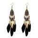 Bohemian Feather Drop Earrings Long-Style Tassels Earring Retro Women Ear Drop