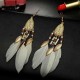 Bohemian Feather Drop Earrings Long-Style Tassels Earring Retro Women Ear Drop