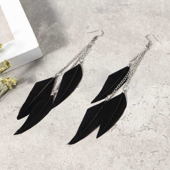 Bohemian Feather Tassels Ear Drop Boho Colorful Earrings for Women