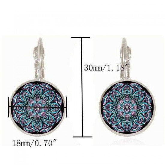 Bohemian Flower Drop Earring Ethnic Earrings Purple Flower Print Earrings for Women