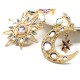 Bohemian Goddess Moon Sun Ear Drop Earring Gold Rhinestone Earring For Women