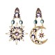 Bohemian Goddess Moon Sun Ear Drop Earring Gold Rhinestone Earring For Women