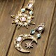 Bohemian Goddess Moon Sun Ear Drop Earring Gold Rhinestone Earring For Women