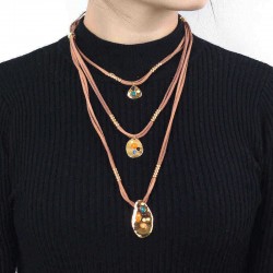 Bohemian Multi-layer Geometric Pendant Necklaces Irregular  Braided Rope Necklace for Women