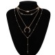 Bohemian Multi-layer Pendant Long Necklace Moon Rhinestone Chain Charm Necklace for Women