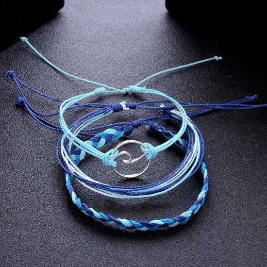 Bohemian Multilayer Bracelets A Set of Wax Rope Hollow Geometric Bracelet Ethnic jewelry