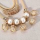 Bohemian Multilayer Gold Artificial Pearl Hollow Ball Unique Style Necklace Party Gift for Women