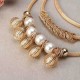 Bohemian Multilayer Gold Artificial Pearl Hollow Ball Unique Style Necklace Party Gift for Women