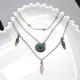 Bohemian Multilayer Silver Necklace laeave Turquoise Chain Pendant Necklace for Women