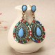 Bohemian Rhinestone Water Drop Pendant Ear Stud Piercing Earrings Clothing Accessories for Women