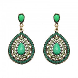 Bohemian Rhinestone Water Drop Pendant Ear Stud Piercing Earrings Clothing Accessories for Women