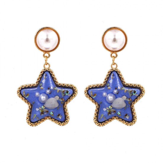 Bohemian Shell Star Earring Drop Rhinestone Pearl Earrings For Women Beach Style