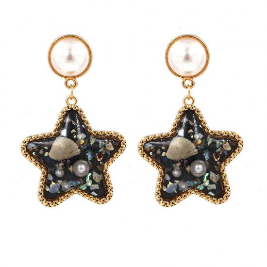 Bohemian Shell Star Earring Drop Rhinestone Pearl Earrings For Women Beach Style