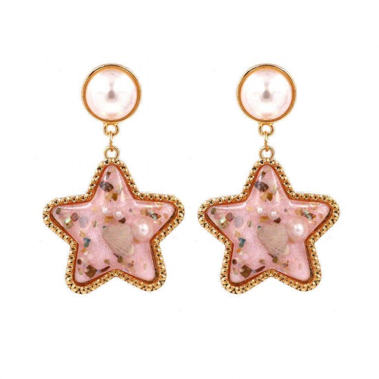 Bohemian Shell Star Earring Drop Rhinestone Pearl Earrings For Women Beach Style