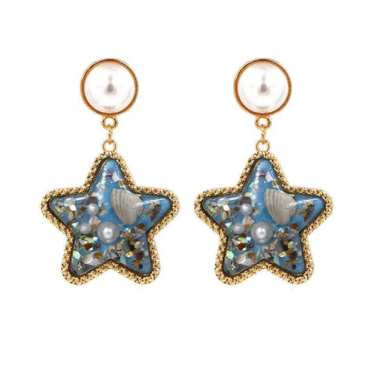 Bohemian Shell Star Earring Drop Rhinestone Pearl Earrings For Women Beach Style