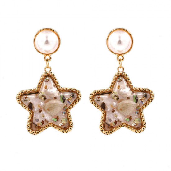 Bohemian Shell Star Earring Drop Rhinestone Pearl Earrings For Women Beach Style