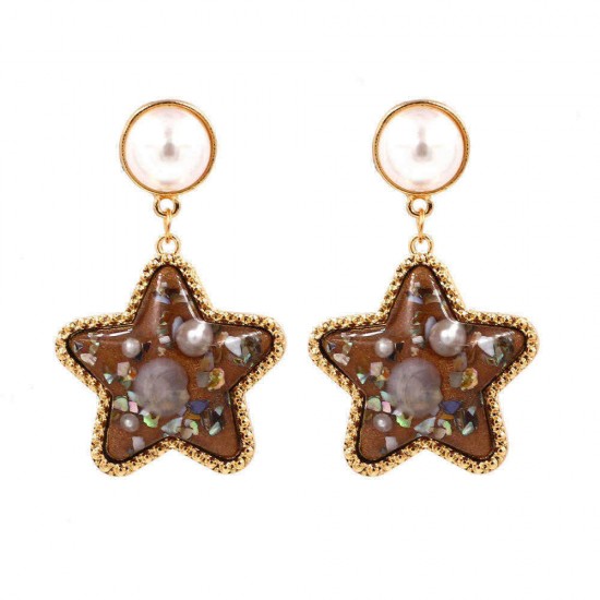 Bohemian Shell Star Earring Drop Rhinestone Pearl Earrings For Women Beach Style