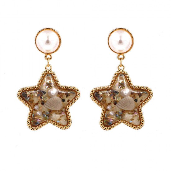 Bohemian Shell Star Earring Drop Rhinestone Pearl Earrings For Women Beach Style