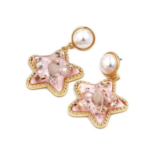 Bohemian Shell Star Earring Drop Rhinestone Pearl Earrings For Women Beach Style