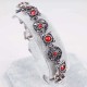 Bohemian Silver Ruby Bracelet Ancient Coin Shape Multicolor Gemstone Diamond Bracelets for Women