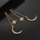 Bohemian Style Full Rhinestone Earrings Shiny Moon Star Long Ear Drop Earring For Women