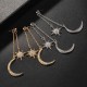 Bohemian Style Full Rhinestone Earrings Shiny Moon Star Long Ear Drop Earring For Women