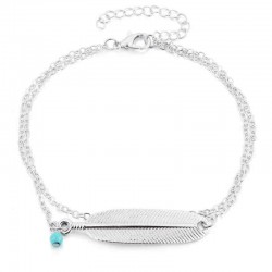 Bohemian Summer Beach Womens Anklet Bracelet Feather Turquoise Charm Multilayer Anklets Foot Chain