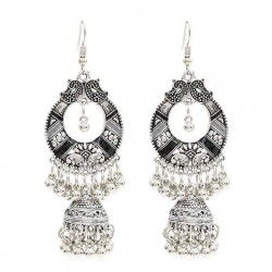 Bohemian Tassel Earring Hallow Bell Drop Earrings Retro Sliver Earrings for Women