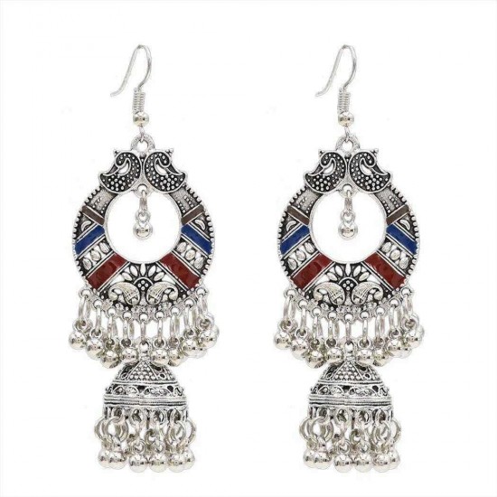 Bohemian Tassel Earring Hallow Bell Drop Earrings Retro Sliver Earrings for Women