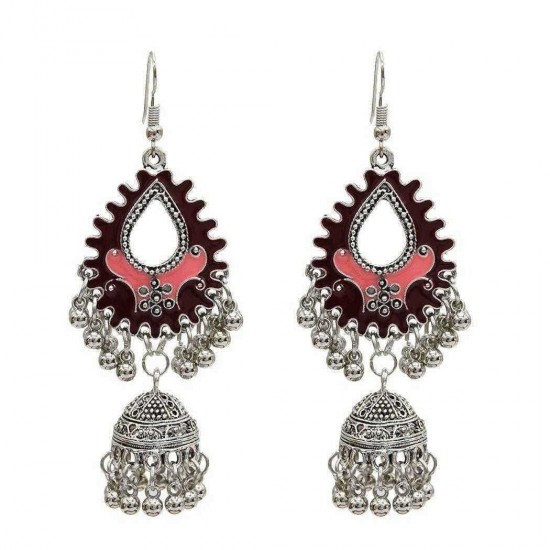 Bohemian Tassel Earring Hallow Bell Drop Earrings Retro Sliver Earrings for Women