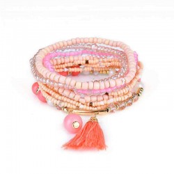 Bohemian Tassel Pendant Multilayer Colorful Bead Bracelet Jewelry for Women