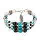 Bohemian Tibetan Silver Leaf Pendant Ethnic Multicolor Beads Women Bracelet Bangle