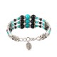 Bohemian Tibetan Silver Leaf Pendant Ethnic Multicolor Beads Women Bracelet Bangle