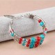 Bohemian Tibetan Silver Leaf Pendant Ethnic Multicolor Beads Women Bracelet Bangle