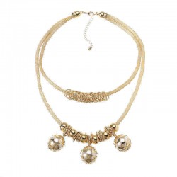 Bohemian Trendy Gold Artificial Pearl Hollow Figure Alloy Shining Necklace Party Gift for Women